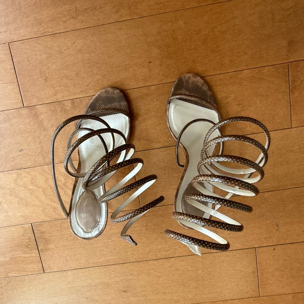 Rene Caovilla Brown Strappy Heels